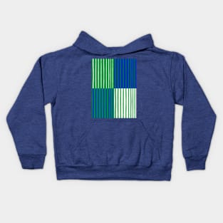 Green and Blue Brush Stroke Stripes Grid Kids Hoodie